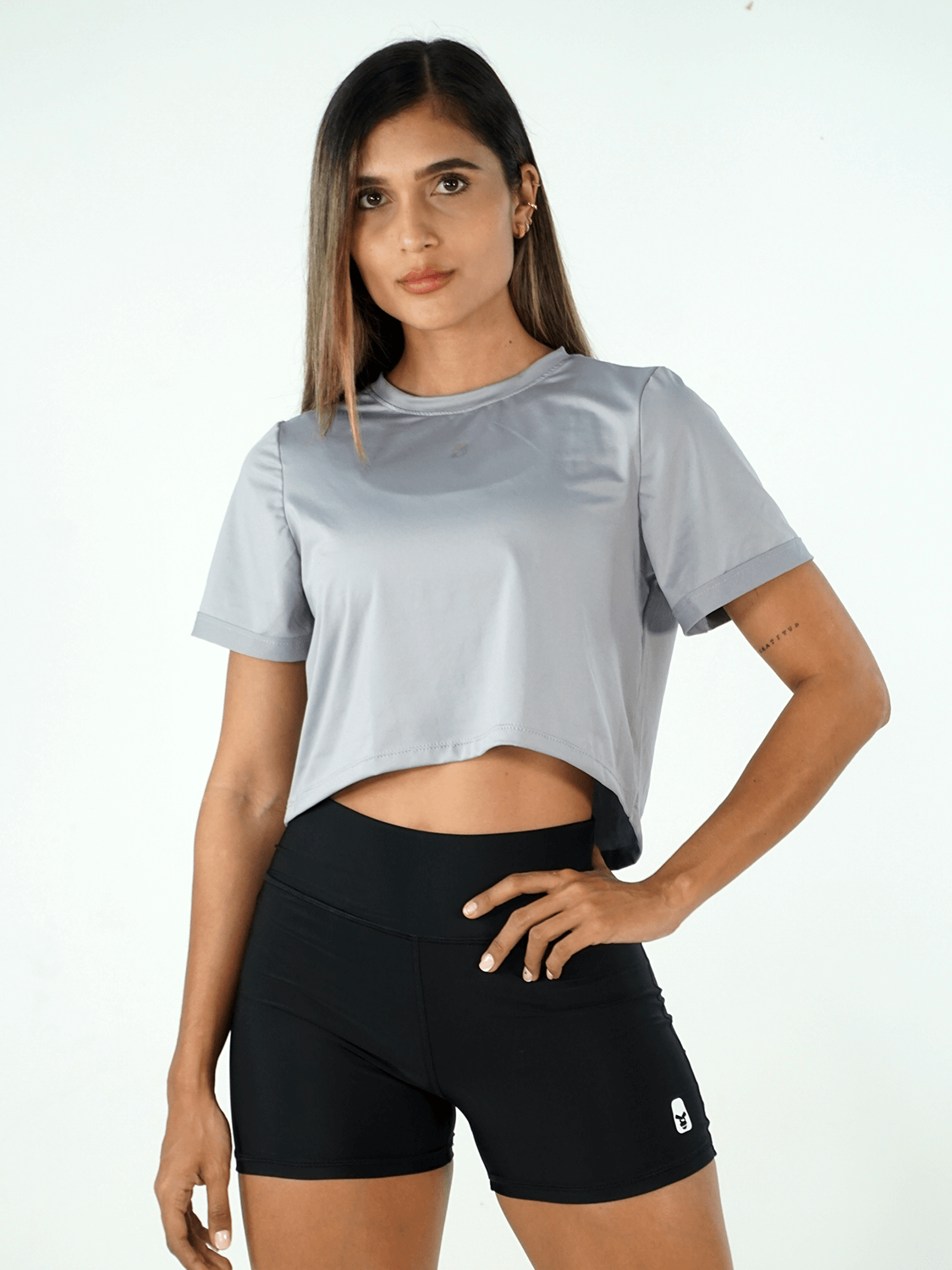DRY-FIT W GREY CROP TOP
