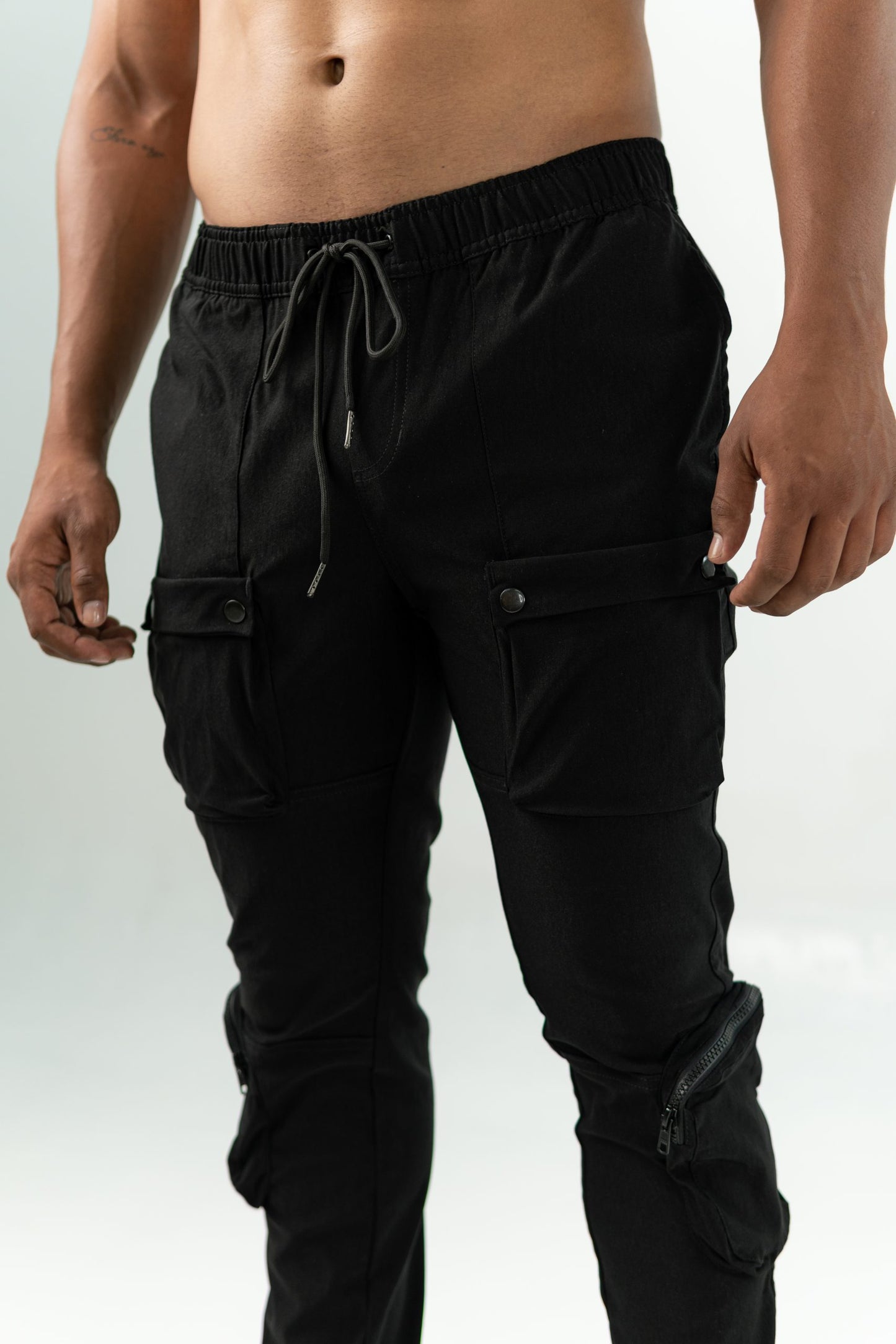 BLACK 'BE' UTILITY CARGO PANTS