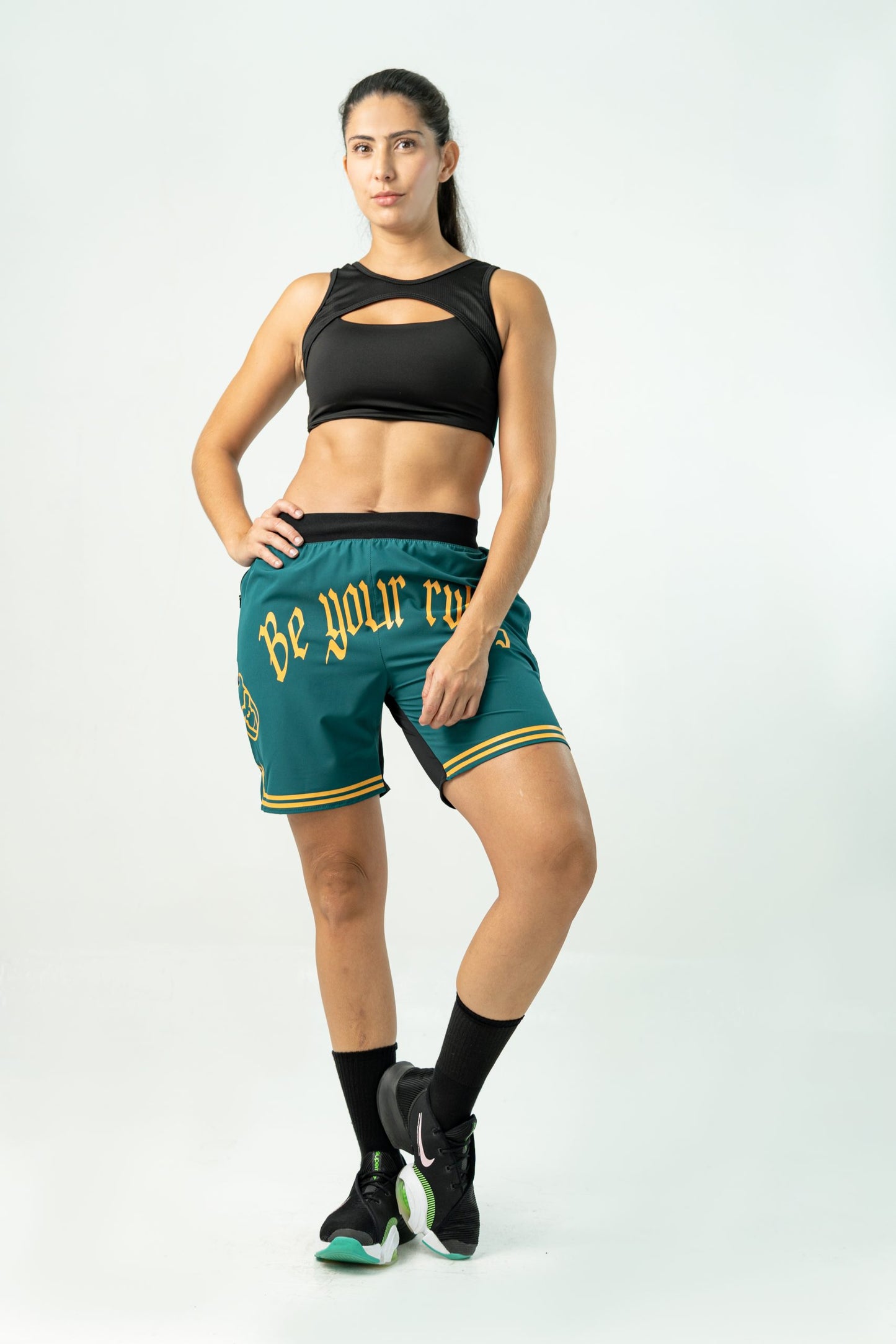 'BE YOUR RULES' UNISEX TEAL SHORTS