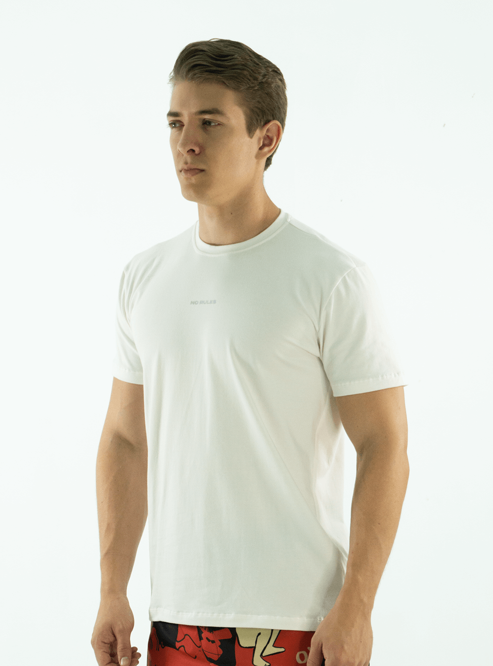 WHITE COTTON T-SHIRT WITH HORIZONTAL LOGO