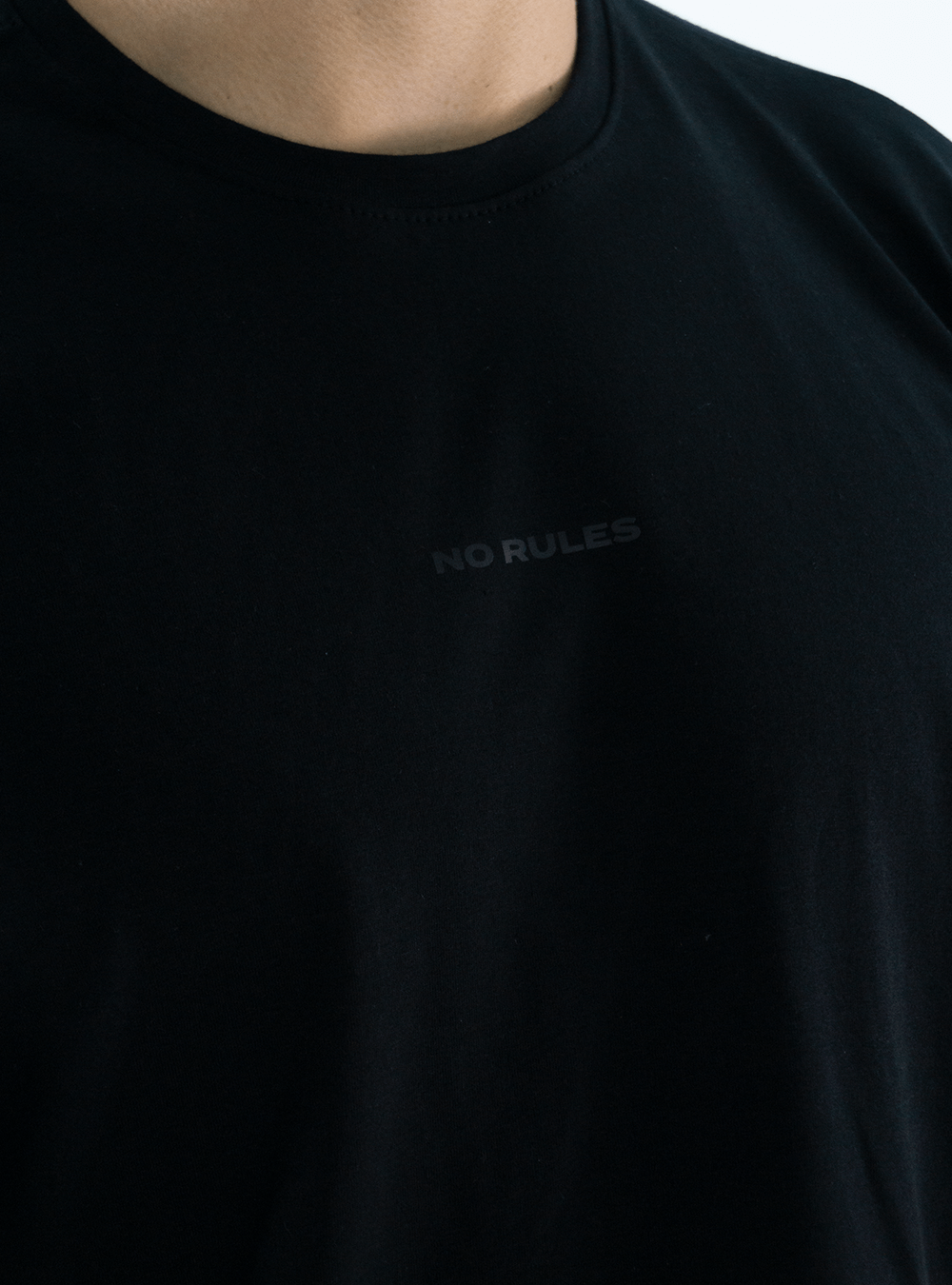 BLACK COTTON T-SHIRT WITH HORIZONTAL LOGO