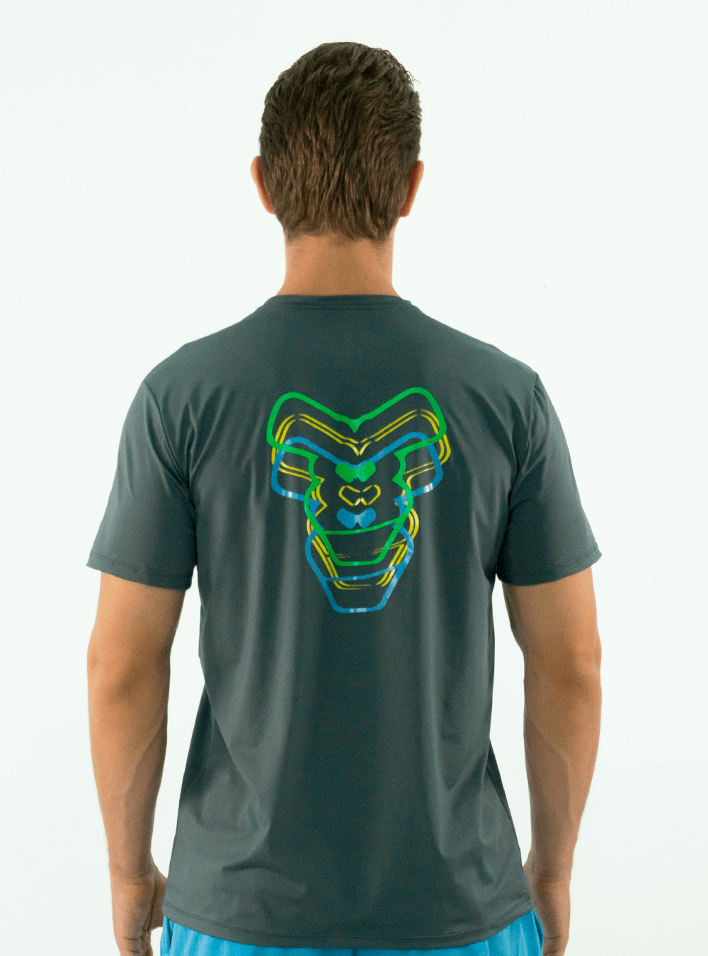DRY-FIT 'MONKEY 3D' PRINTED GREY T-SHIRT