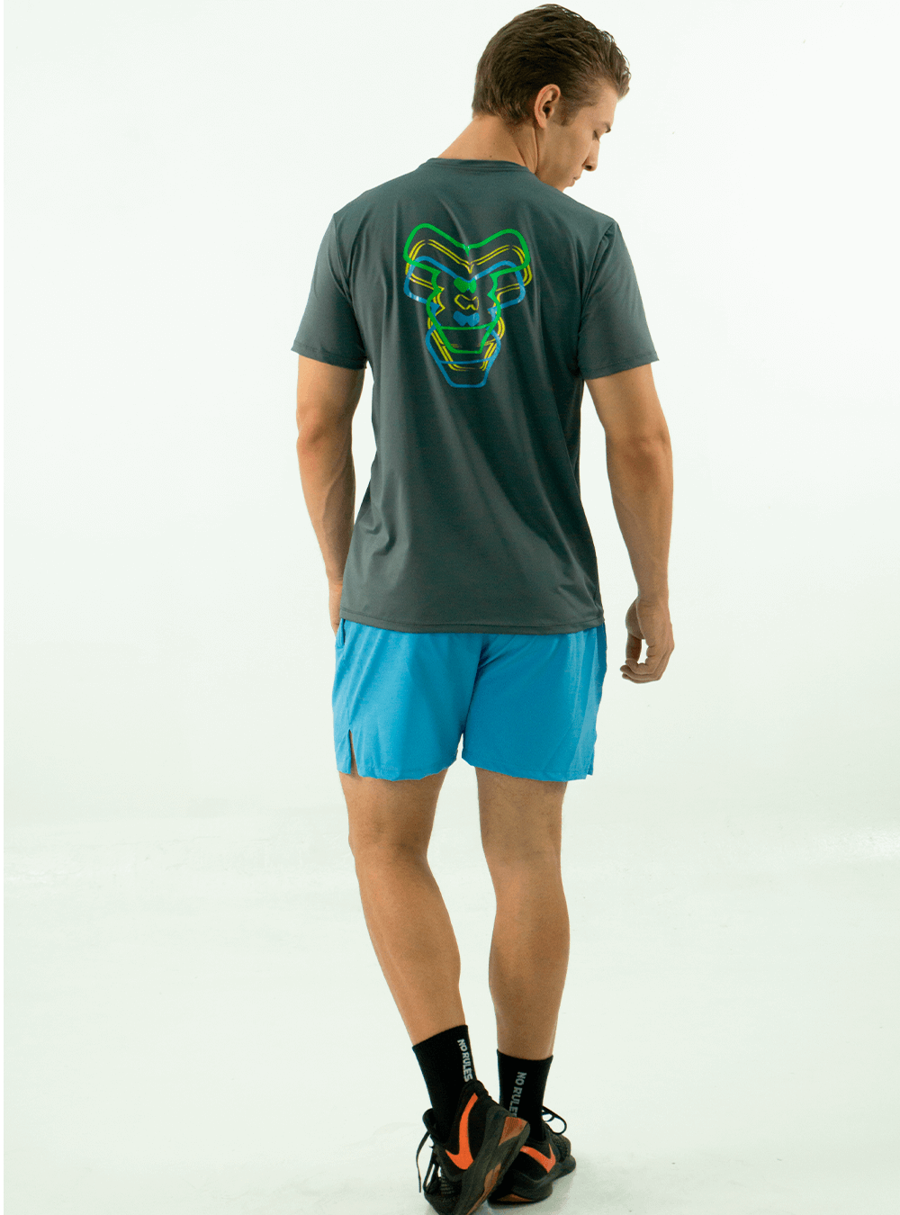 DRY-FIT 'MONKEY 3D' PRINTED GREY T-SHIRT