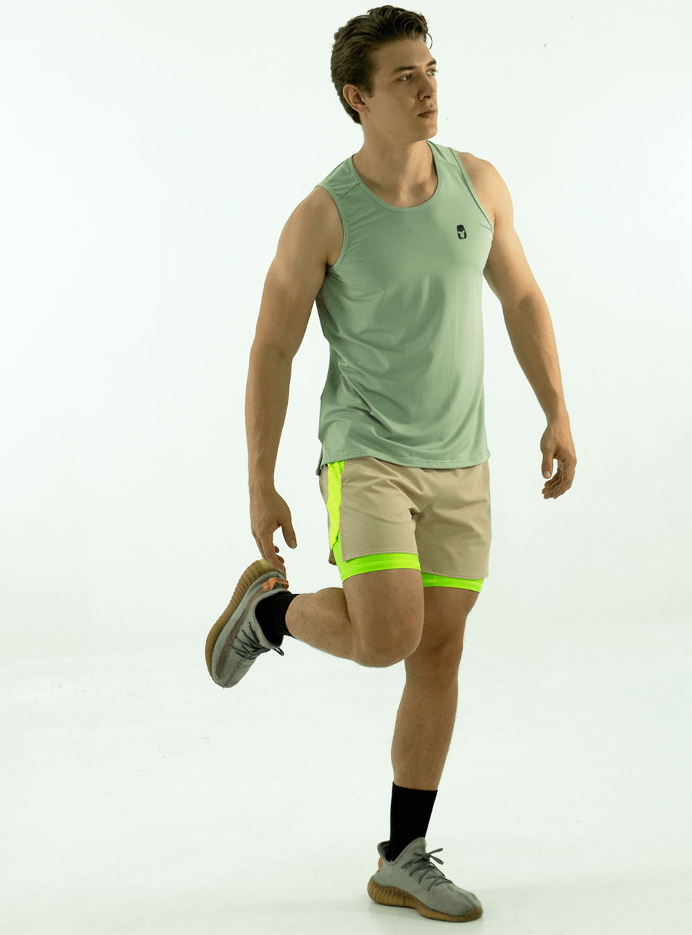 NEON GREEN RUNNING SHORTS