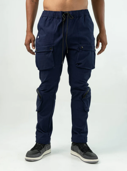 DARK BLUE 'BE' UTILITY CARGO PANTS