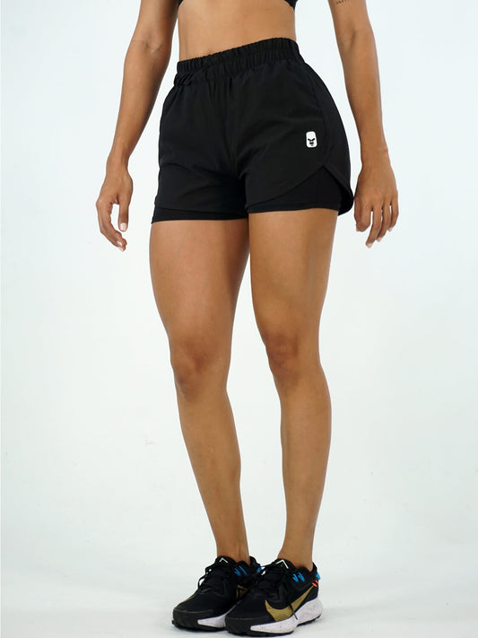 2 IN 1 RUNNING BLACK SHORTS