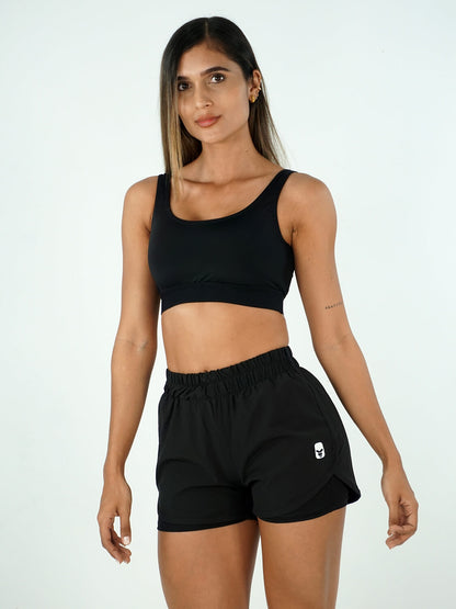 2 IN 1 RUNNING BLACK SHORTS