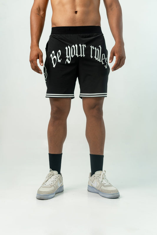 'BE YOUR RULES' UNISEX BLACK  SHORTS