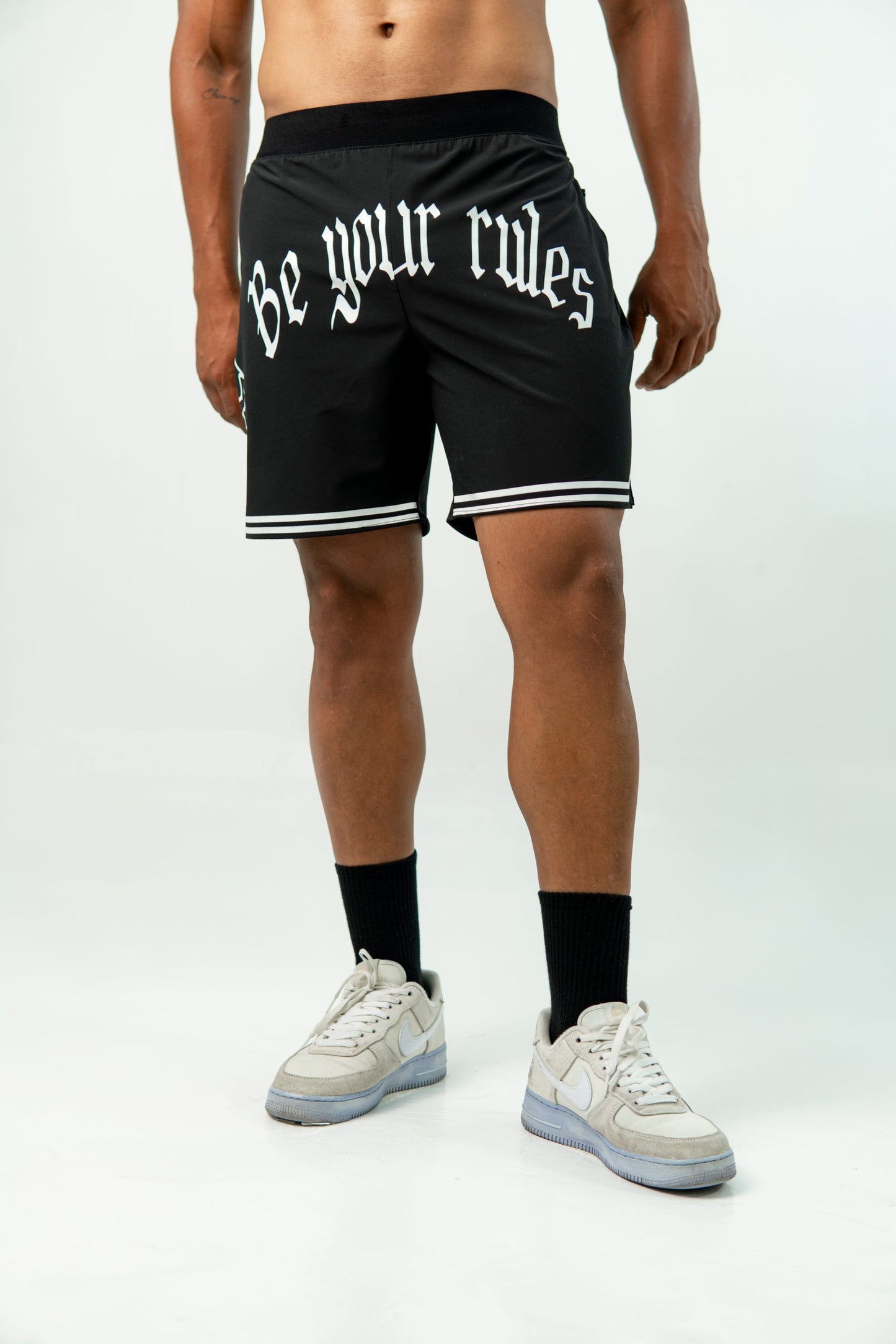 'BE YOUR RULES' UNISEX BLACK  SHORTS