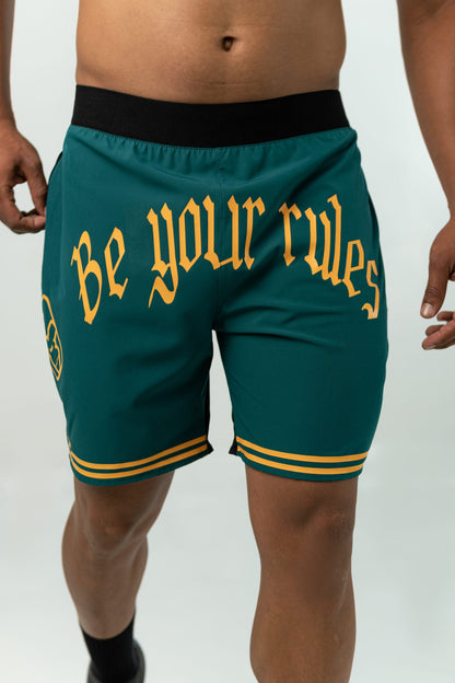 'BE YOUR RULES' UNISEX TEAL SHORTS