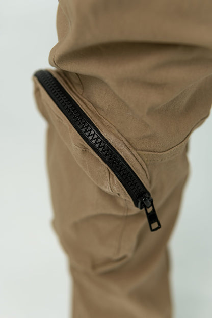 BEIGE 'BE' UTILITY CARGO PANTS