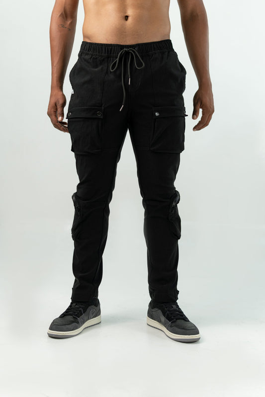 BLACK 'BE' UTILITY CARGO PANTS