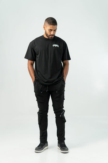 BLACK 'BE' LOOSE FIT UNISEX PRINTED T-SHIRT
