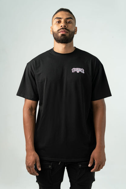 BLACK 'BE' LOOSE FIT UNISEX PRINTED T-SHIRT