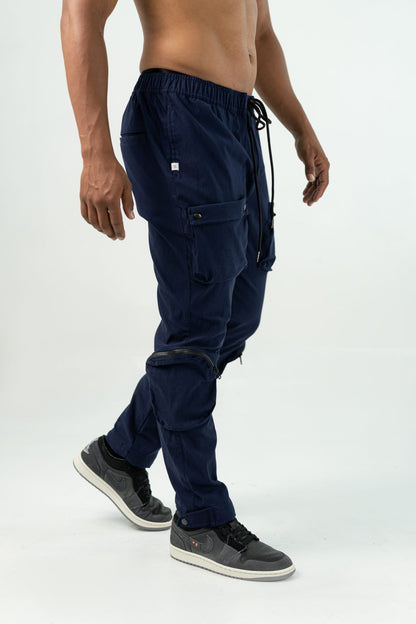 DARK BLUE 'BE' UTILITY CARGO PANTS