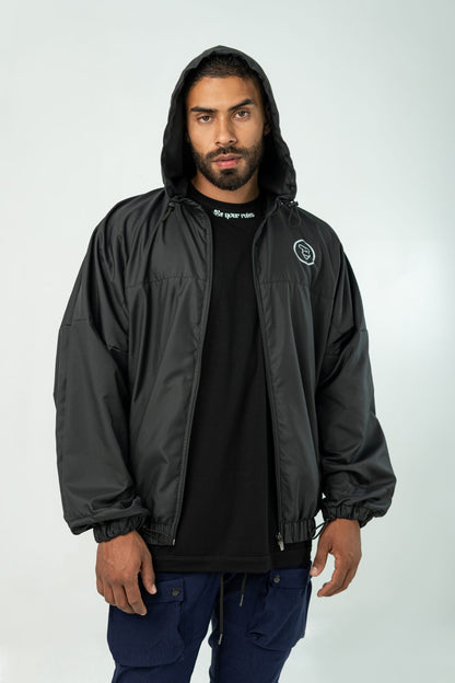 BLACK WATERPROOF UNISEX 'BE YOUR RULES' JACKET