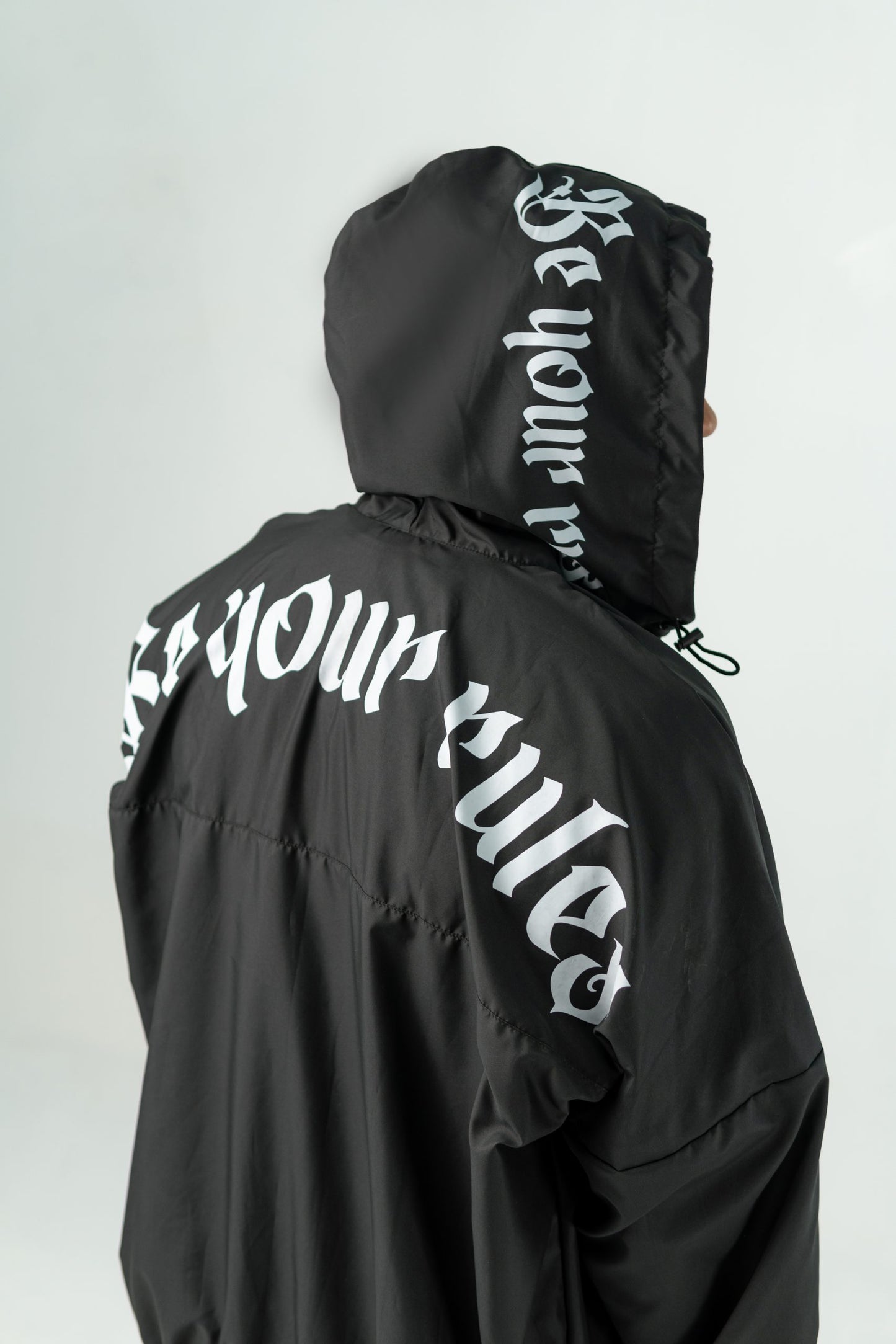BLACK WATERPROOF UNISEX 'BE YOUR RULES' JACKET
