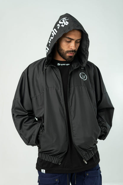 BLACK WATERPROOF UNISEX 'BE YOUR RULES' JACKET