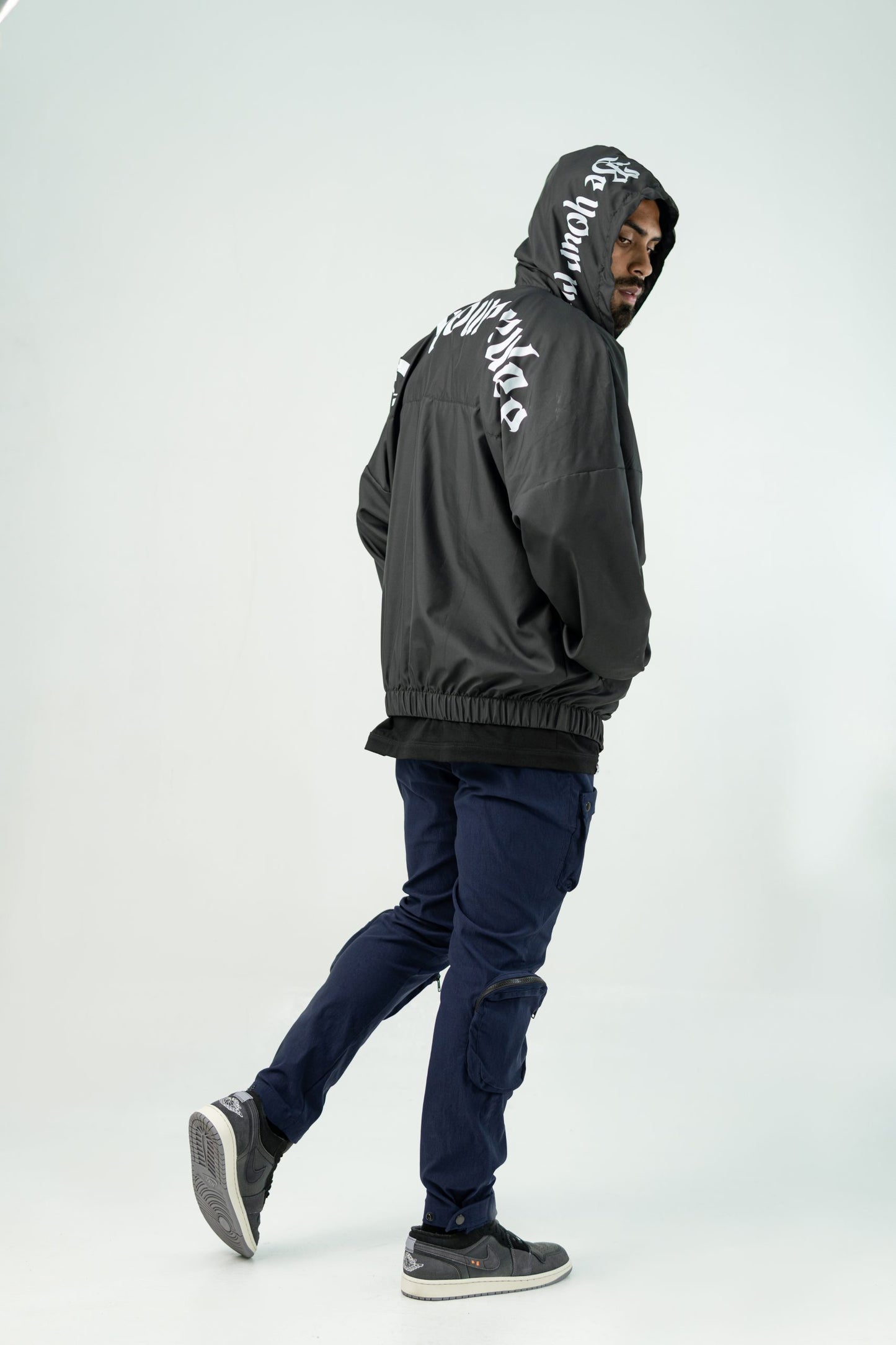 BLACK WATERPROOF UNISEX 'BE YOUR RULES' JACKET