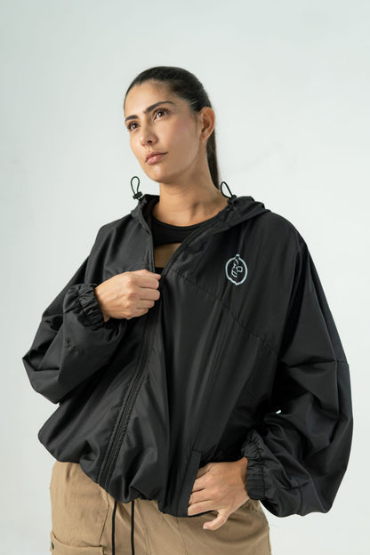 BLACK WATERPROOF UNISEX 'BE YOUR RULES' JACKET