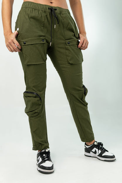 MILITARY GREEN 'BE' CARGO UTILITY PANTS