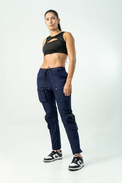 DARK BLUE 'BE' CARGO UTILITY PANTS