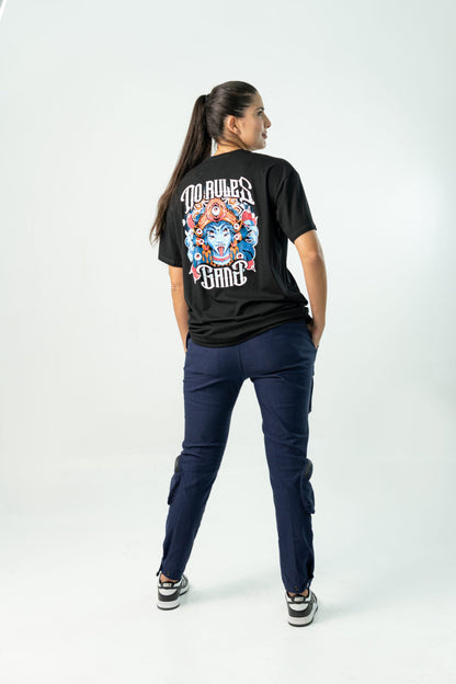 BLACK 'BE' LOOSE FIT UNISEX PRINTED T-SHIRT