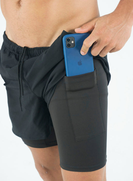 BLACK RUNNING SHORTS