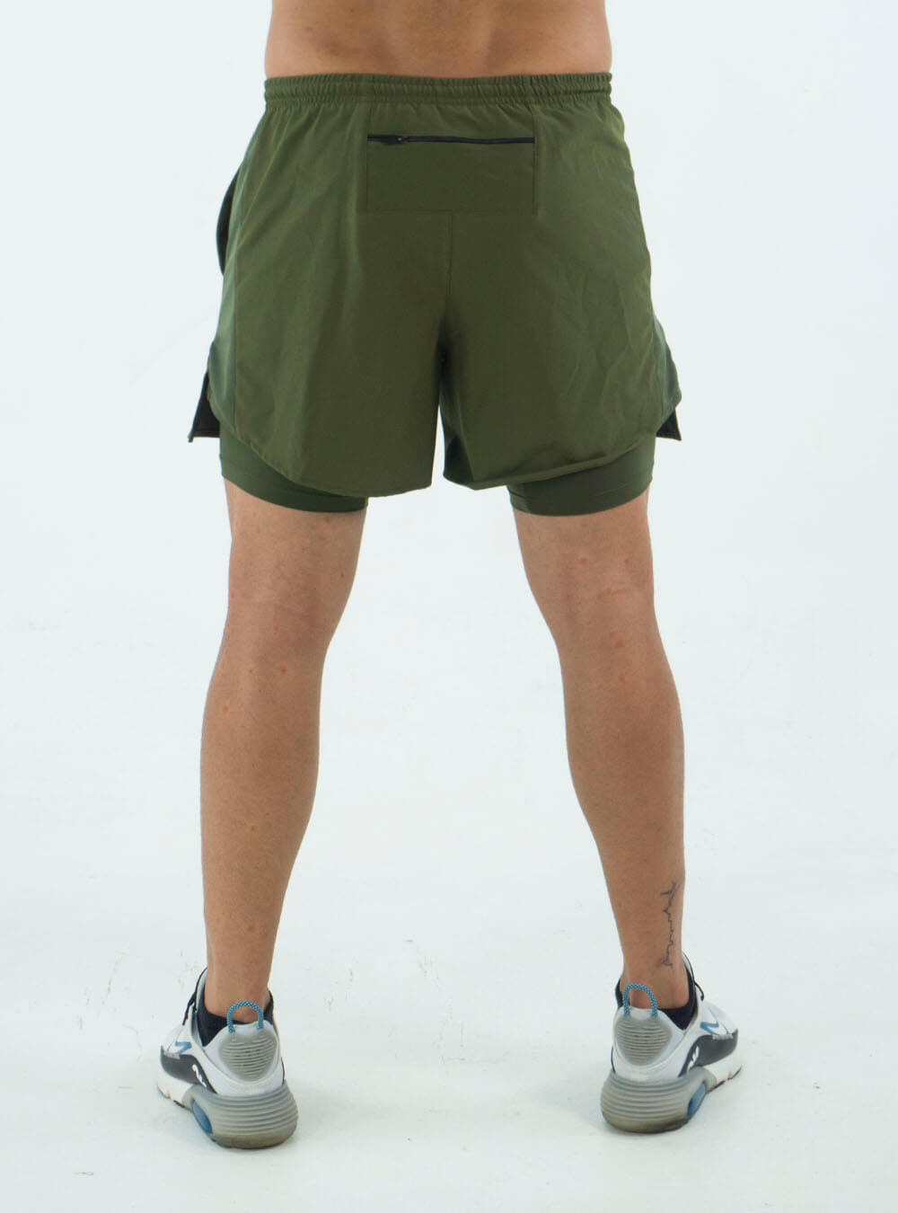 MILITARY GREEN RUNNING SHORTS