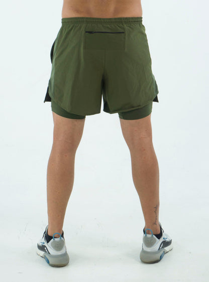 MILITARY GREEN RUNNING SHORTS