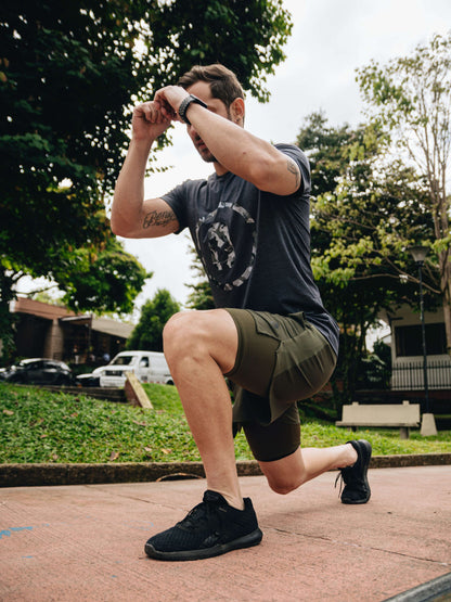 MILITARY GREEN RUNNING SHORTS