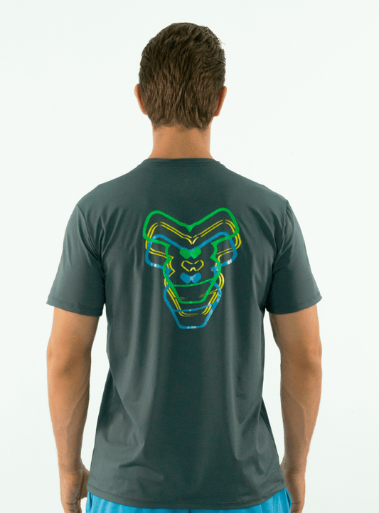 DRY-FIT 'MONKEY 3D' PRINTED GREY T-SHIRT