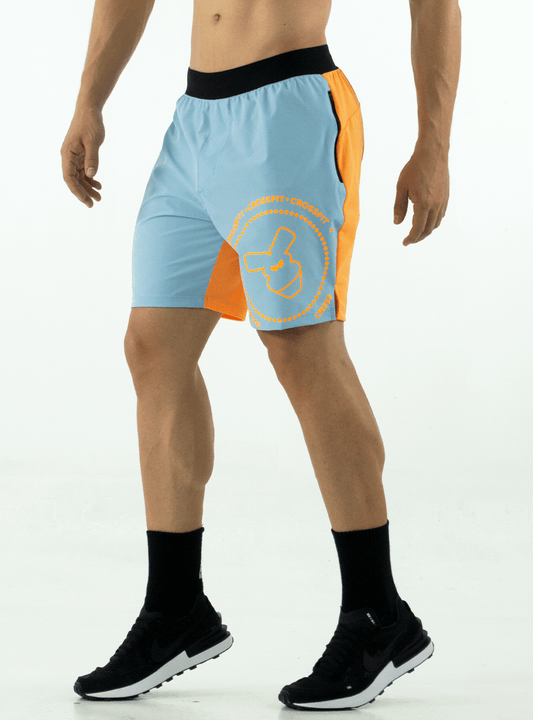 SKY BLUE-ORANGE CROSSFIT SHORTS 3.0