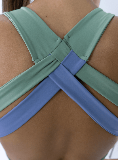 GREEN AND BLUE BRAIDED TOP